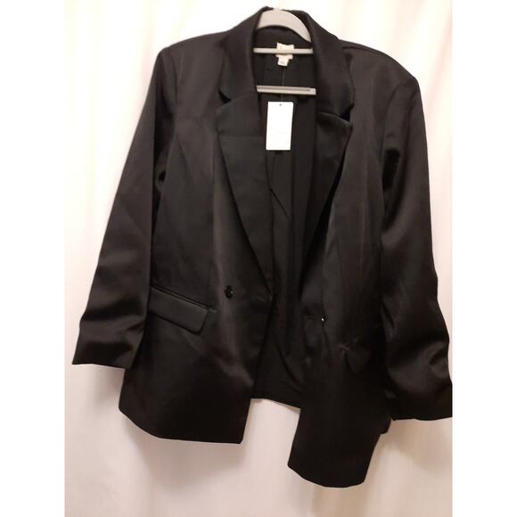 Women's Structured Satin Blazer - A New Day-Large black nwt & 2 spots - Picture 1 of 4